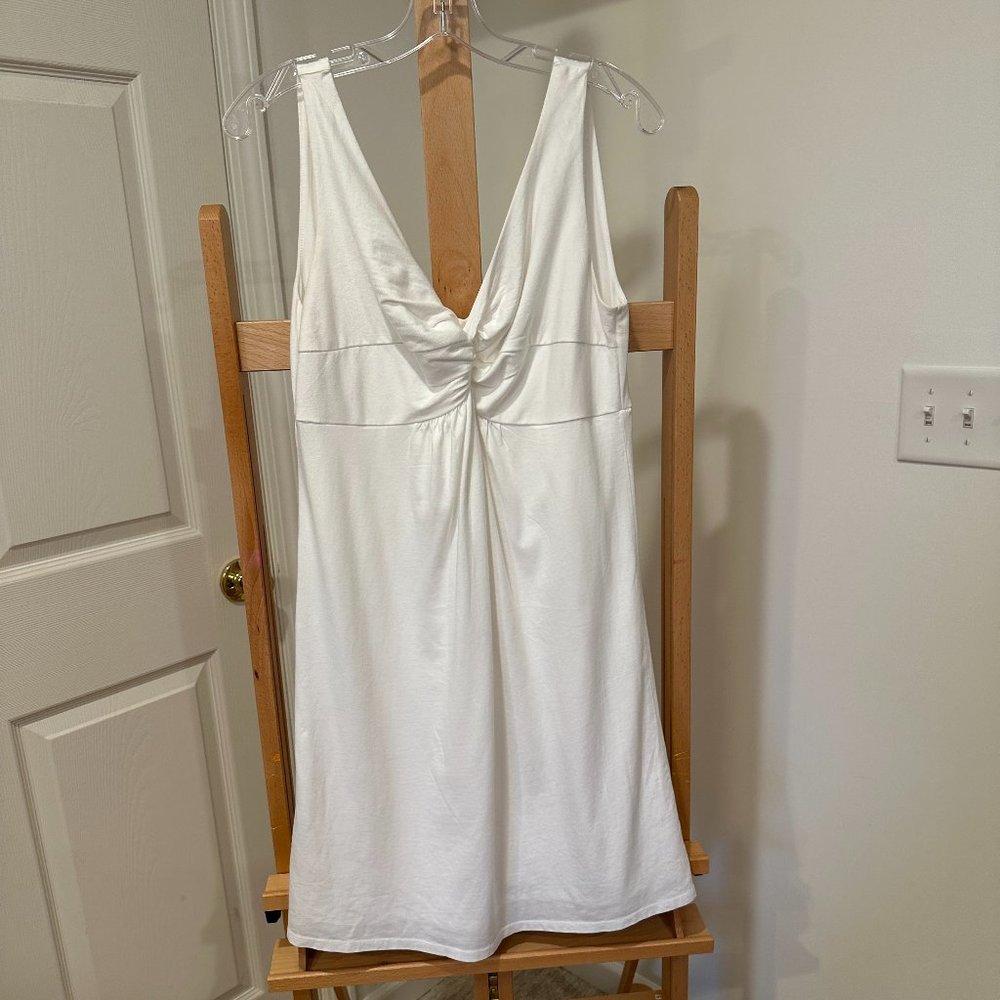 Ann Taylor LOFT White Lined Sleeveless Midi Dress Medium